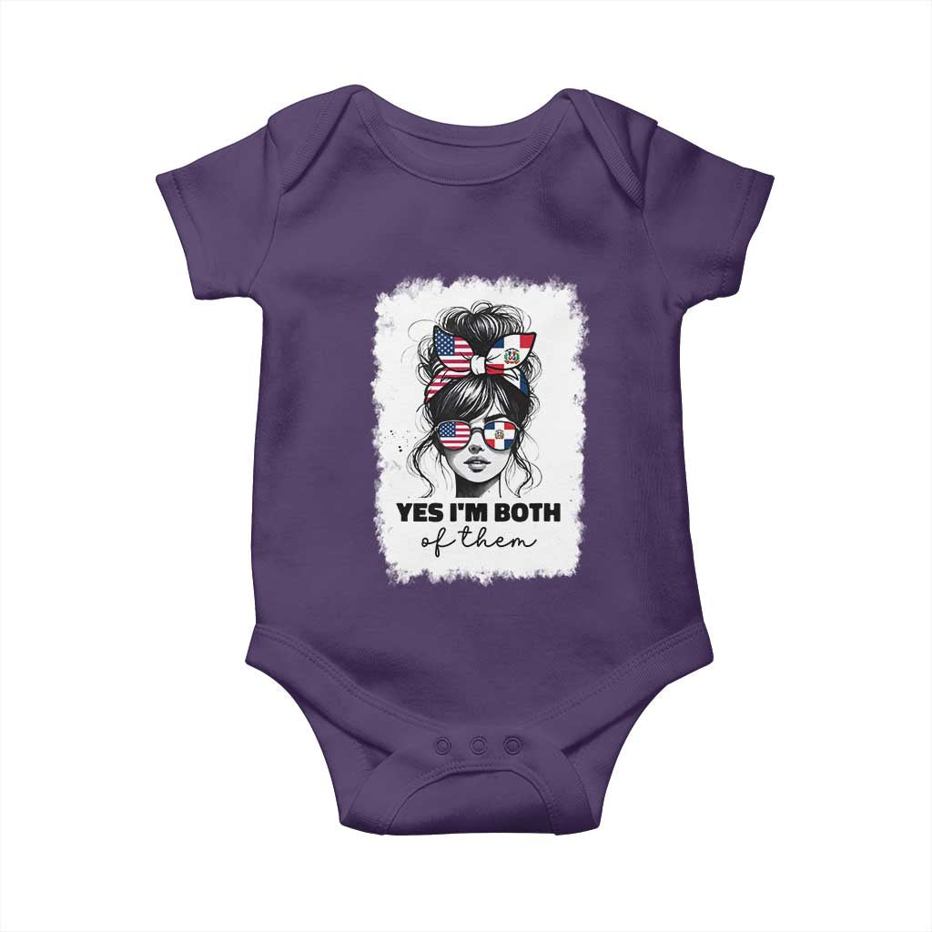 Dominican American Woman Baby Onesie Yes Im Both Of Them TS10 Purple Print Your Wear