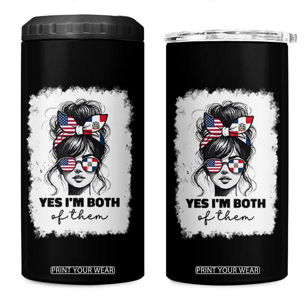 Dominican American Woman 4 in 1 Can Cooler Tumbler Yes Im Both Of Them TS10 One Size: 16 oz Black Print Your Wear