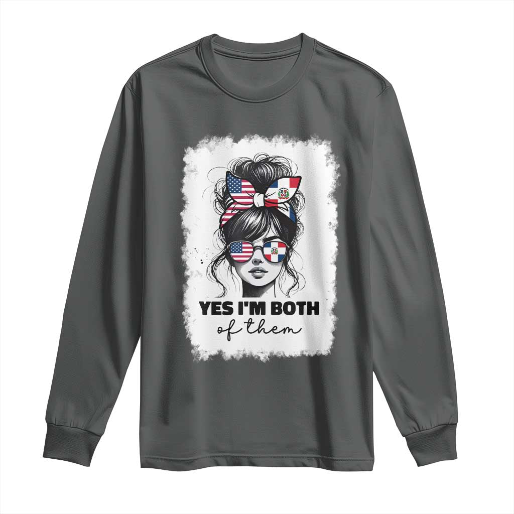 Dominican American Woman Long Sleeve Shirt Yes Im Both Of Them TS10 Dark Heather Print Your Wear