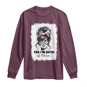 Dominican American Woman Long Sleeve Shirt Yes Im Both Of Them TS10 Maroon Print Your Wear