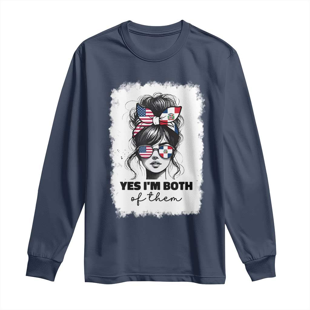 Dominican American Woman Long Sleeve Shirt Yes Im Both Of Them TS10 Navy Print Your Wear