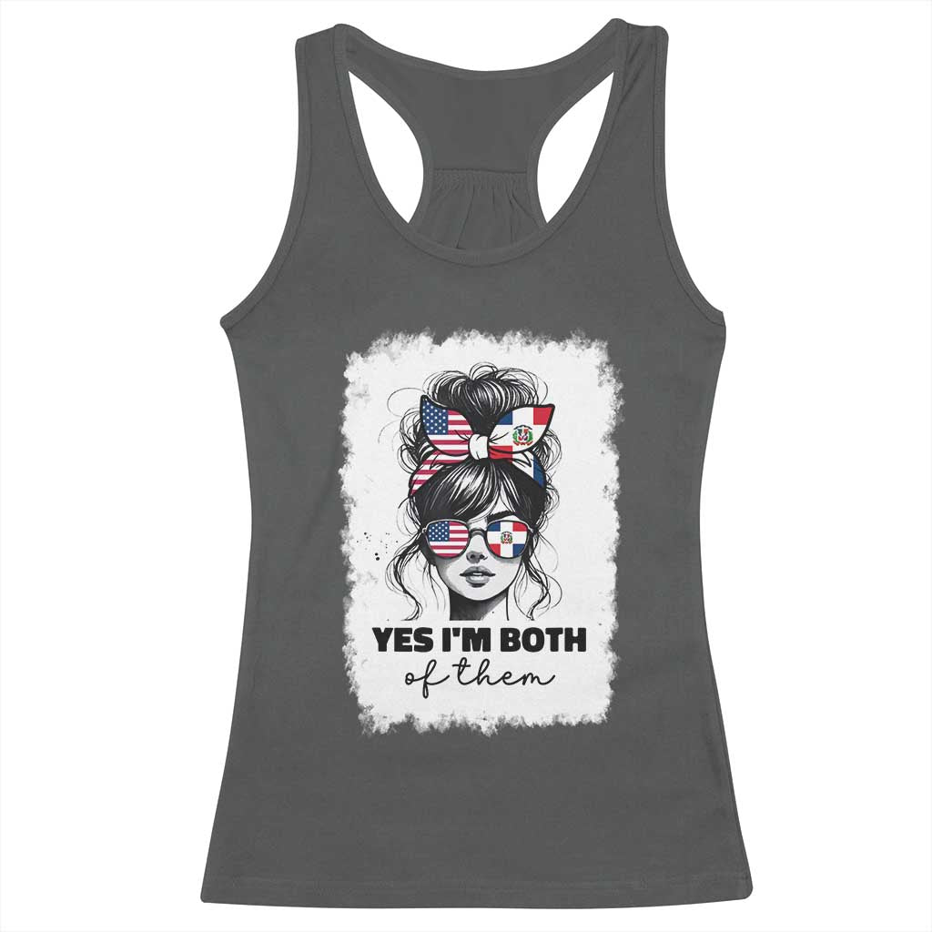 Dominican American Woman Racerback Tank Top Yes Im Both Of Them TS10 Dark Heather Print Your Wear
