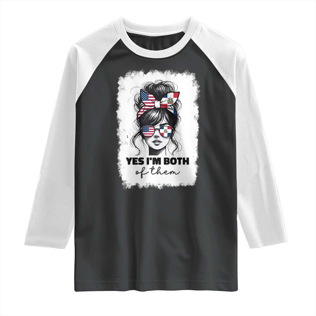 Dominican American Woman Raglan Shirt Yes Im Both Of Them TS10 Black White Print Your Wear