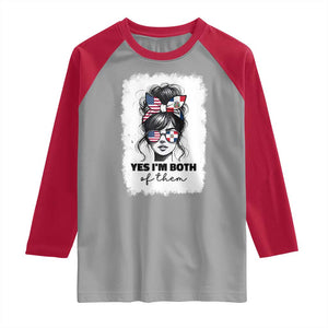 Dominican American Woman Raglan Shirt Yes Im Both Of Them TS10 Sport Gray Red Print Your Wear