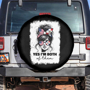 Dominican American Woman Spare Tire Cover Yes Im Both Of Them TS10 No hole Black Print Your Wear