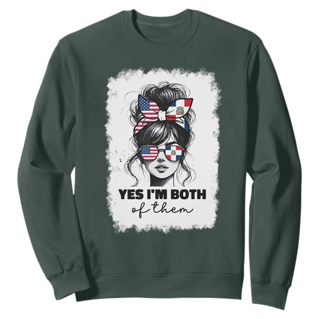 Dominican American Woman Sweatshirt Yes Im Both Of Them TS10 Dark Forest Green Print Your Wear