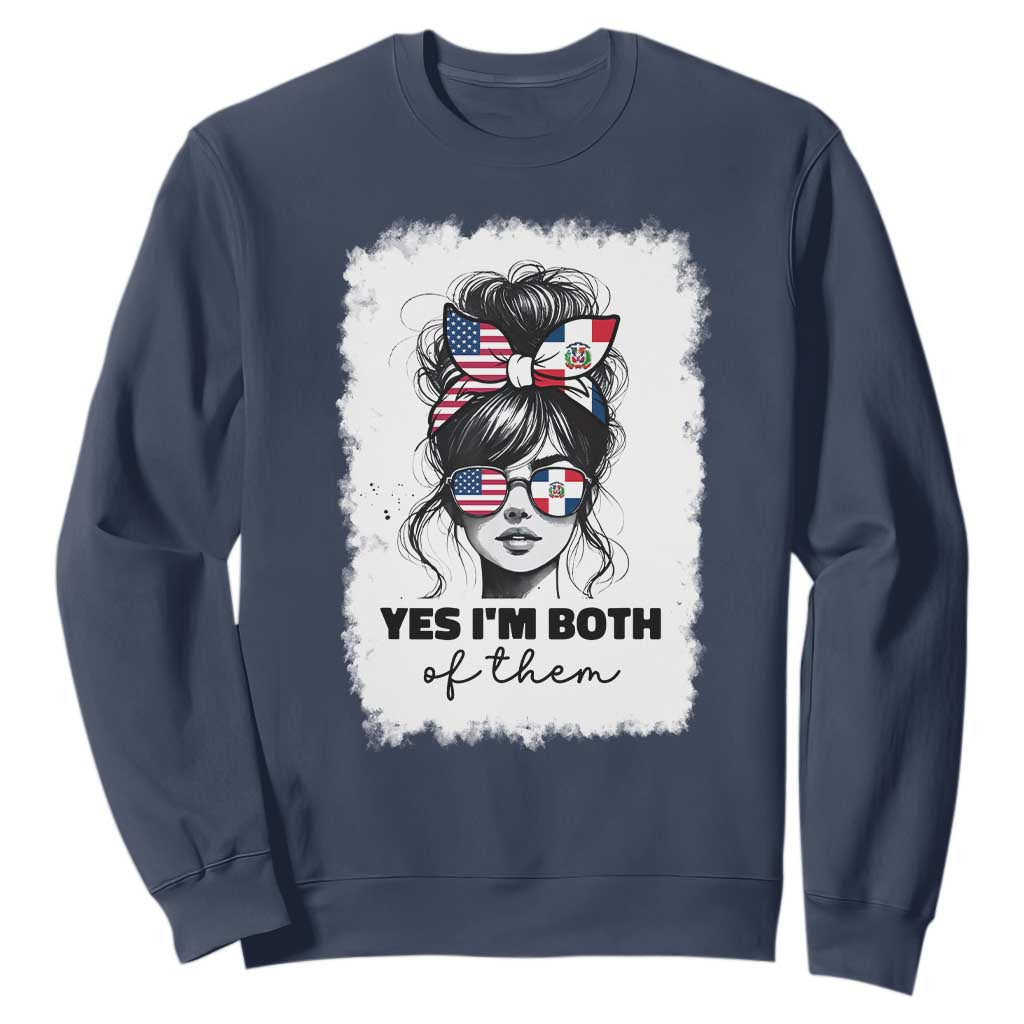 Dominican American Woman Sweatshirt Yes Im Both Of Them TS10 Navy Print Your Wear