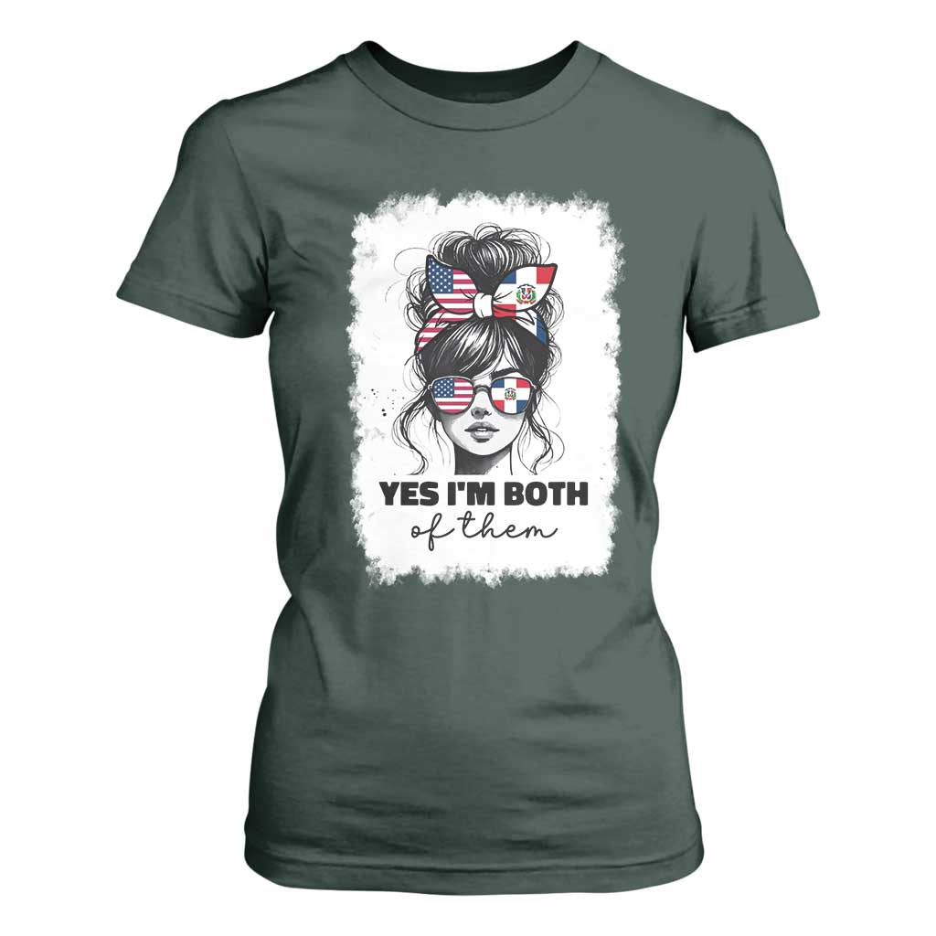 Dominican American Woman T Shirt For Women Yes Im Both Of Them TS10 Dark Forest Green Print Your Wear