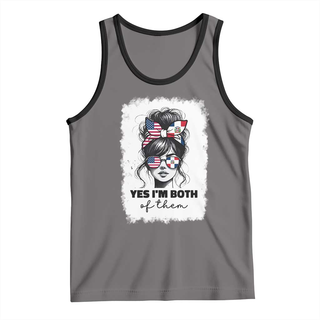 Dominican American Woman Tank Top Yes Im Both Of Them TS10 Deep Heather Black Print Your Wear
