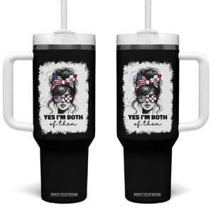 Dominican American Woman Tumbler With Handle Yes Im Both Of Them TS10 One Size: 40 oz Black Print Your Wear