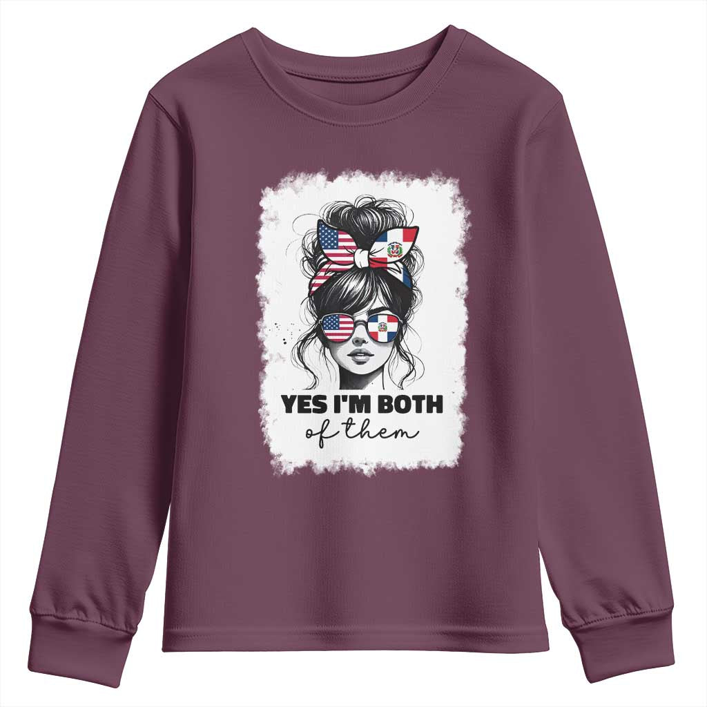 Dominican American Woman Youth Sweatshirt Yes Im Both Of Them TS10 Maroon Print Your Wear