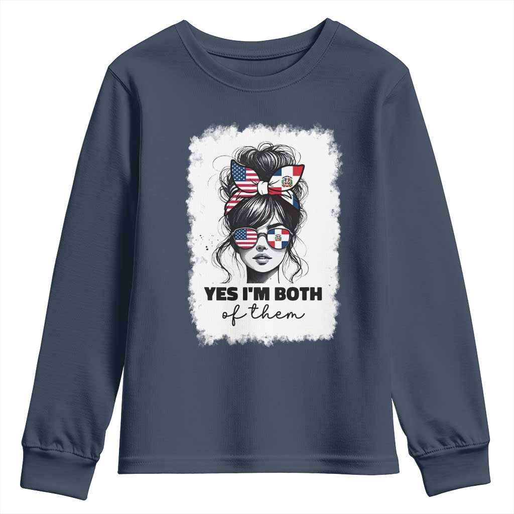 Dominican American Woman Youth Sweatshirt Yes Im Both Of Them TS10 Navy Print Your Wear
