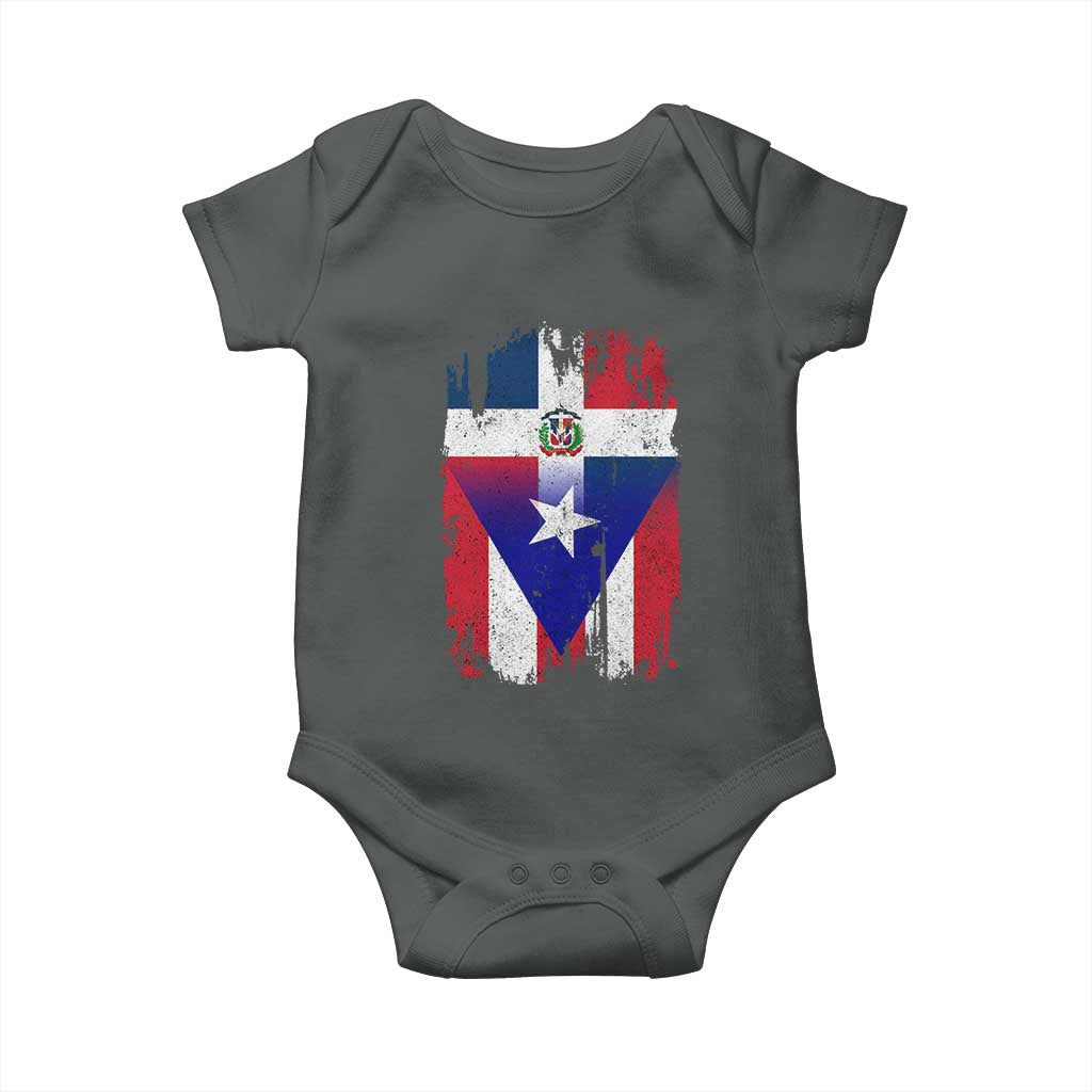 Dominican Puerto Rican Flag Baby Onesie Mixed Heritage Pride TS10 Dark Heather Print Your Wear