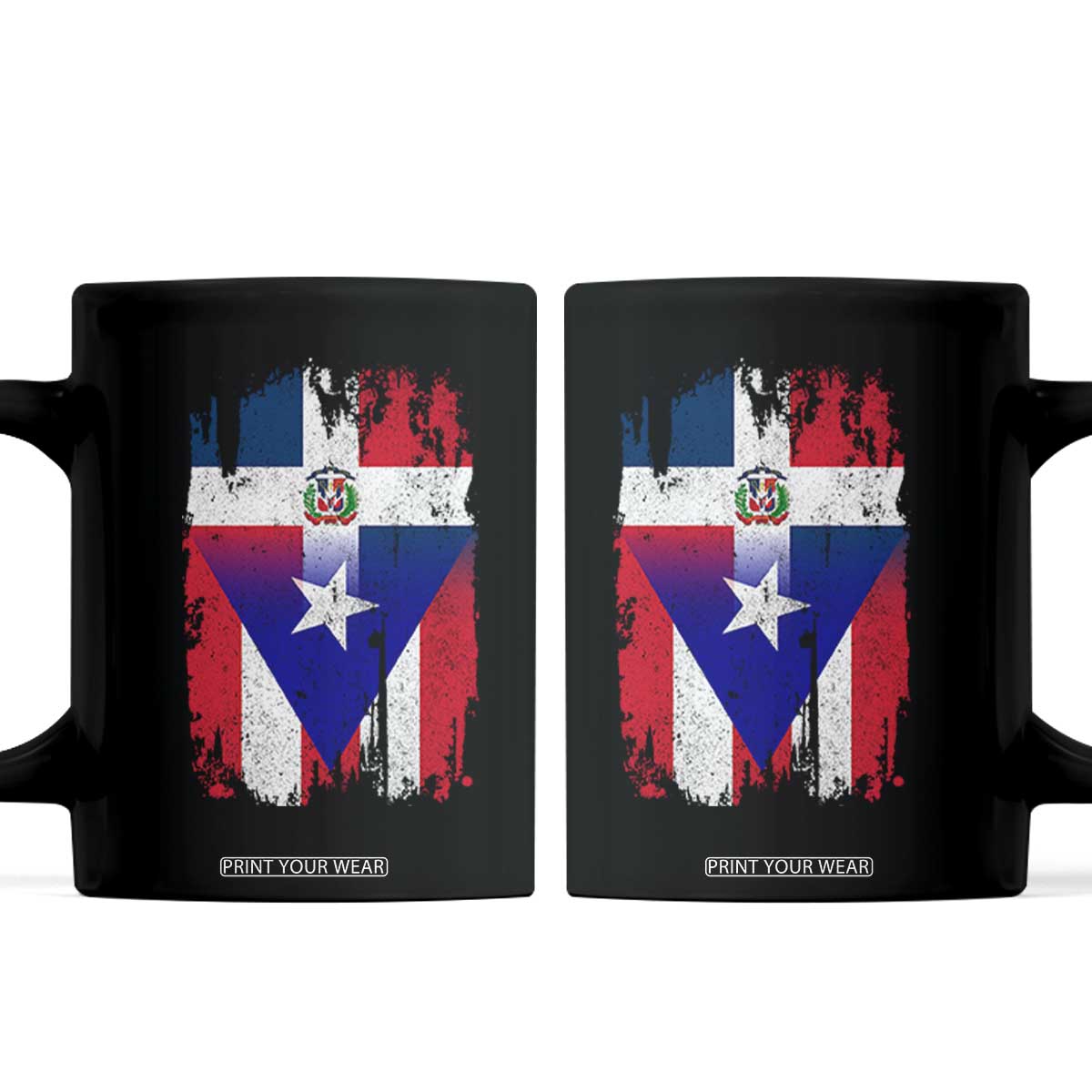 Dominican Puerto Rican Flag Coffee Mug Mixed Heritage Pride TS10 Black Print Your Wear