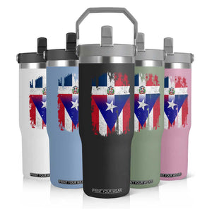 Dominican Puerto Rican Flag Flip Straw Tumbler Mixed Heritage Pride TS10 Print Your Wear
