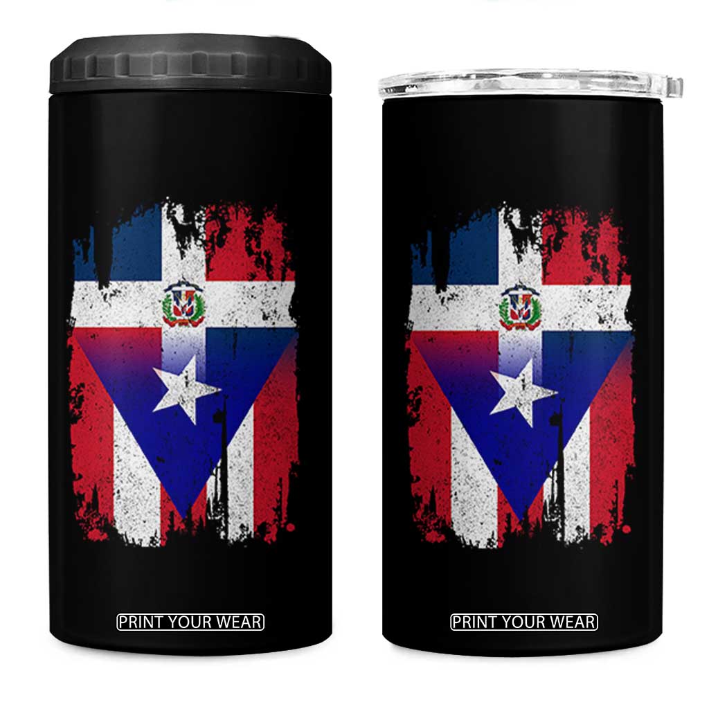 Dominican Puerto Rican Flag 4 in 1 Can Cooler Tumbler Mixed Heritage Pride TS10 One Size: 16 oz Black Print Your Wear