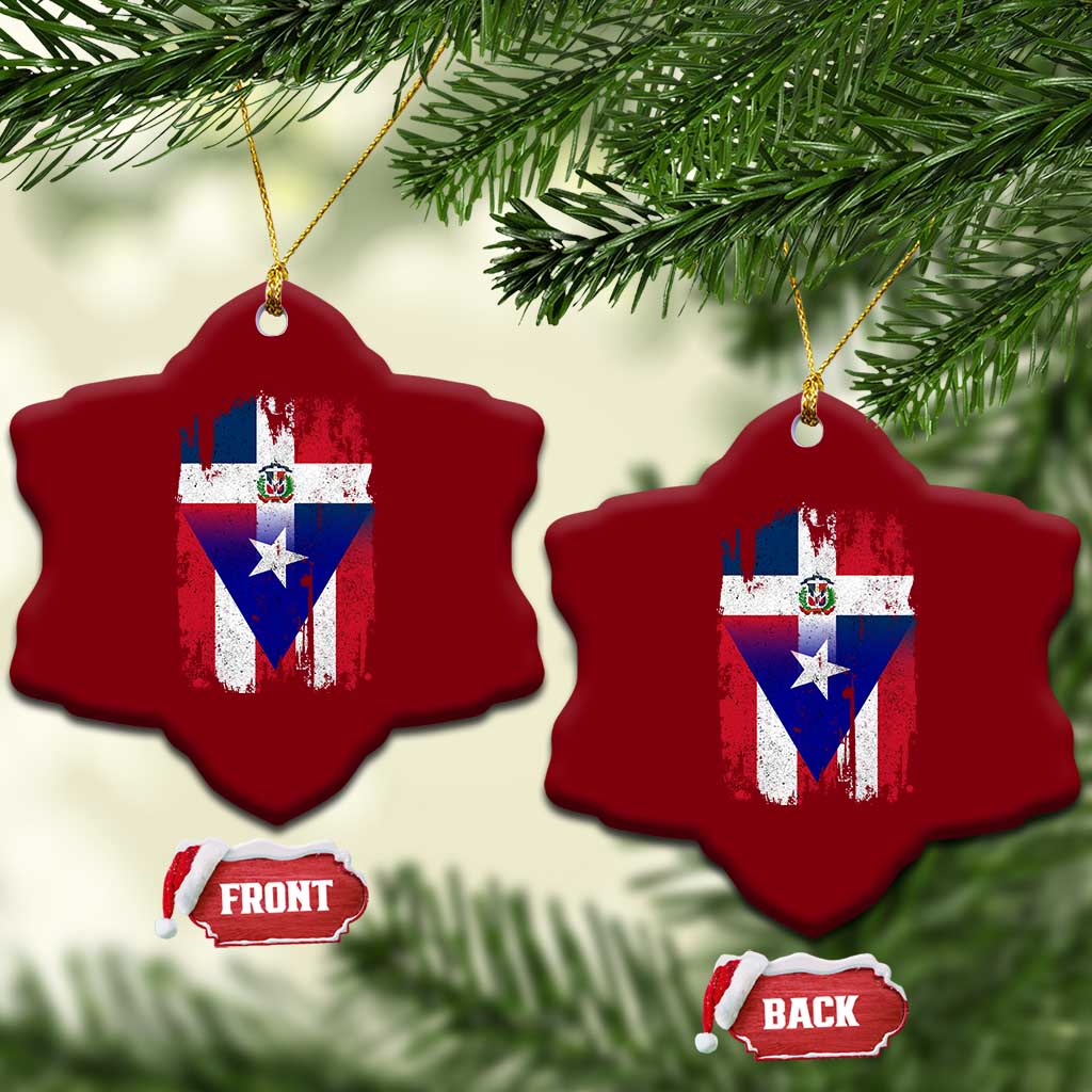 Dominican Puerto Rican Flag Ceramic Ornament Mixed Heritage Pride TS10 Print Your Wear