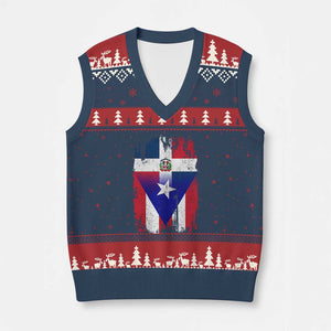 Dominican Puerto Rican Flag V-Neck Knit Sweater Vest Mixed Heritage Pride TS10 Navy Red Print Your Wear