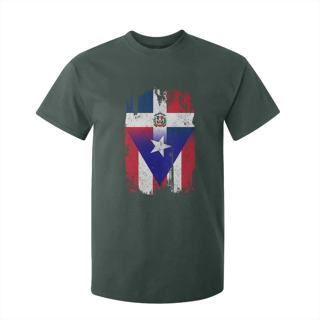 Dominican Puerto Rican Flag T Shirt For Kid Mixed Heritage Pride TS10 Dark Forest Green Print Your Wear