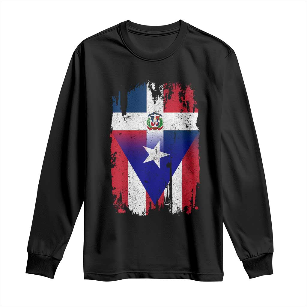 Dominican Puerto Rican Flag Long Sleeve Shirt Mixed Heritage Pride TS10 Black Print Your Wear