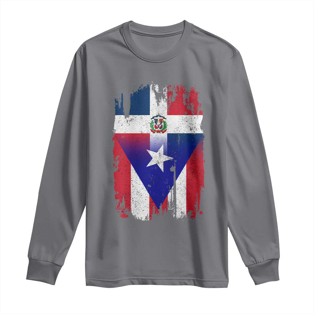 Dominican Puerto Rican Flag Long Sleeve Shirt Mixed Heritage Pride TS10 Charcoal Print Your Wear