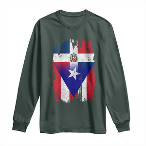Dominican Puerto Rican Flag Long Sleeve Shirt Mixed Heritage Pride TS10 Dark Forest Green Print Your Wear