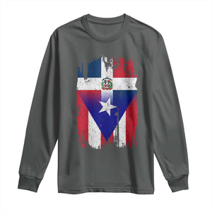 Dominican Puerto Rican Flag Long Sleeve Shirt Mixed Heritage Pride TS10 Dark Heather Print Your Wear