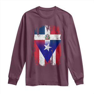 Dominican Puerto Rican Flag Long Sleeve Shirt Mixed Heritage Pride TS10 Maroon Print Your Wear