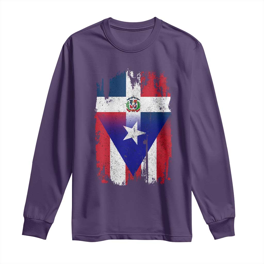 Dominican Puerto Rican Flag Long Sleeve Shirt Mixed Heritage Pride TS10 Purple Print Your Wear