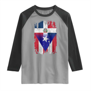Dominican Puerto Rican Flag Raglan Shirt Mixed Heritage Pride TS10 Sport Gray Black Print Your Wear