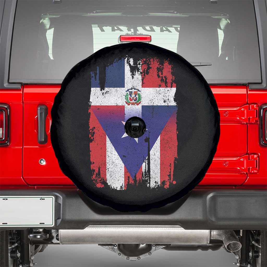 Dominican Puerto Rican Flag Spare Tire Cover Mixed Heritage Pride TS10 Black Print Your Wear