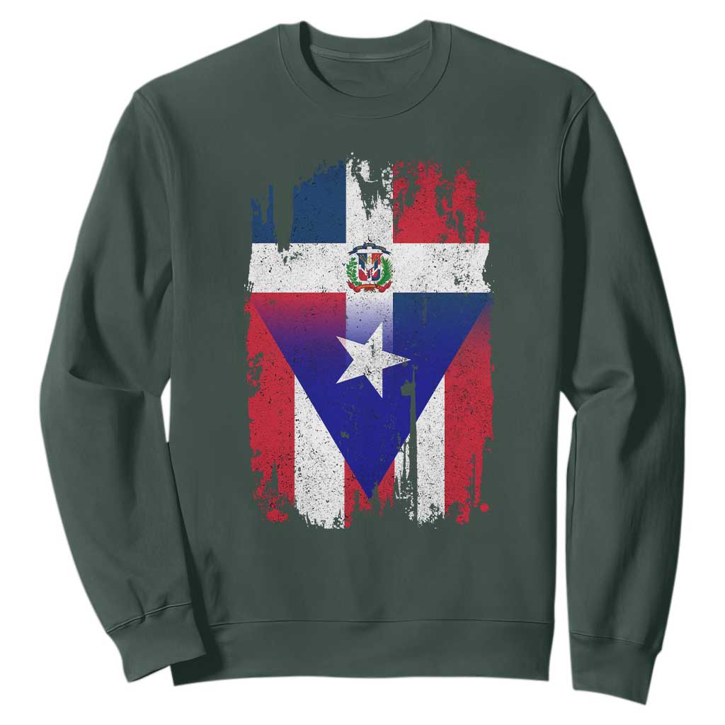 Dominican Puerto Rican Flag Sweatshirt Mixed Heritage Pride TS10 Dark Forest Green Print Your Wear