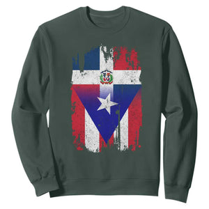 Dominican Puerto Rican Flag Sweatshirt Mixed Heritage Pride TS10 Dark Forest Green Print Your Wear