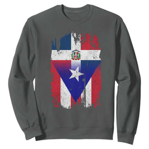 Dominican Puerto Rican Flag Sweatshirt Mixed Heritage Pride TS10 Dark Heather Print Your Wear