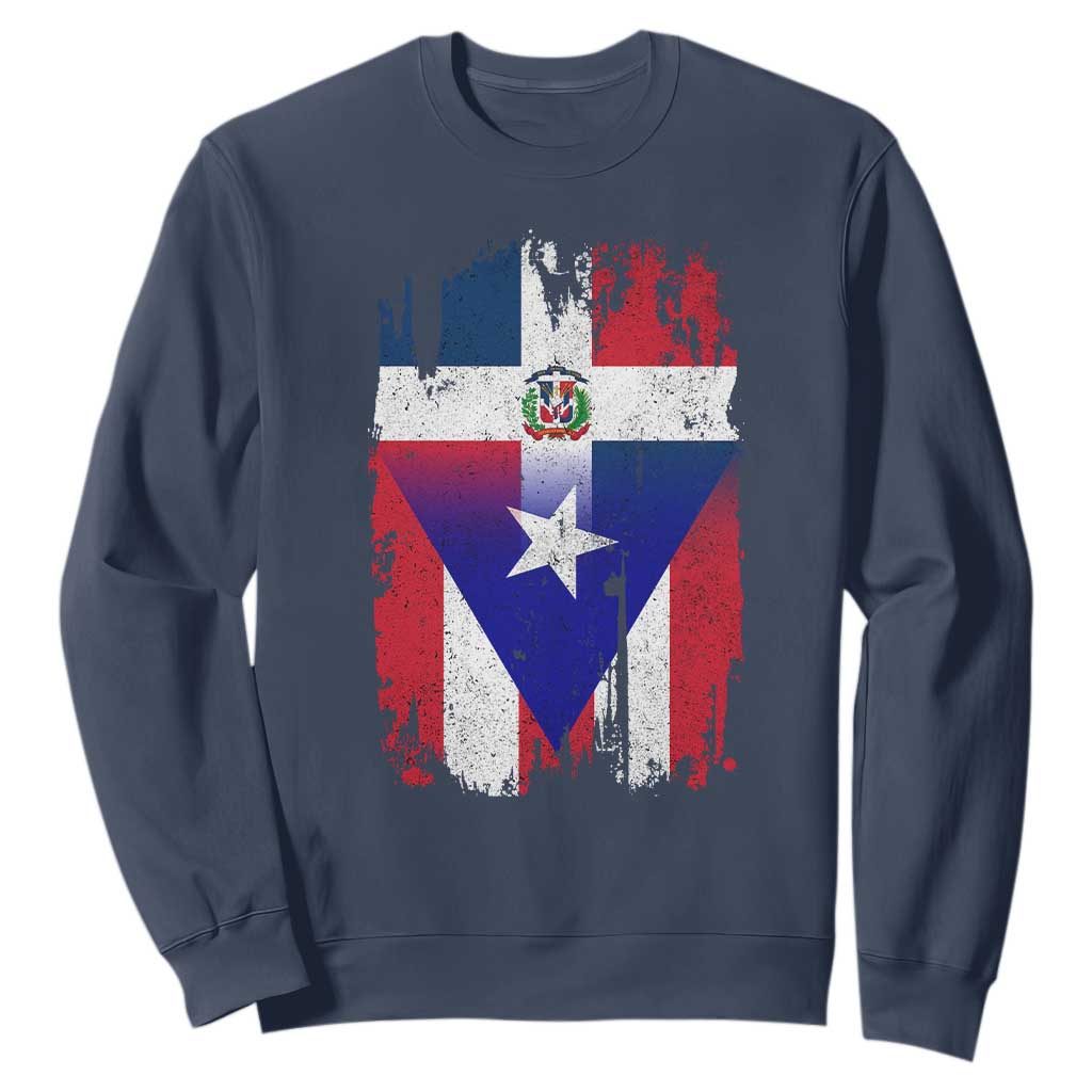 Dominican Puerto Rican Flag Sweatshirt Mixed Heritage Pride TS10 Navy Print Your Wear