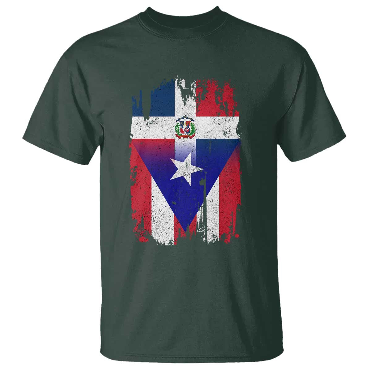 Dominican Puerto Rican Flag T Shirt Mixed Heritage Pride TS10 Dark Forest Green Print Your Wear