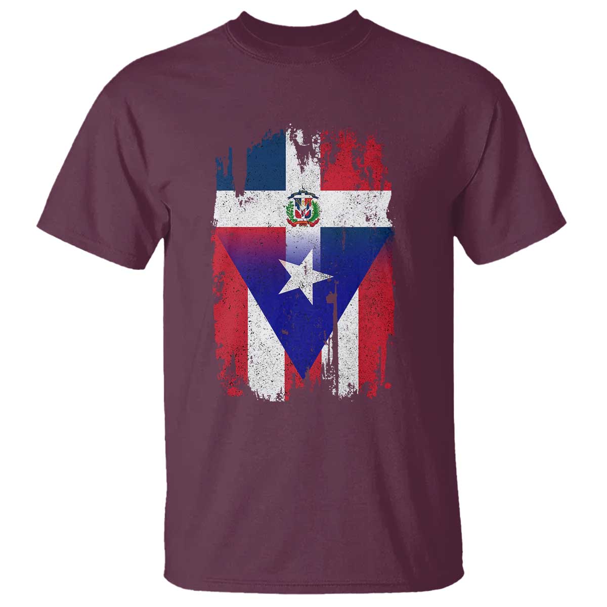 Dominican Puerto Rican Flag T Shirt Mixed Heritage Pride TS10 Maroon Print Your Wear