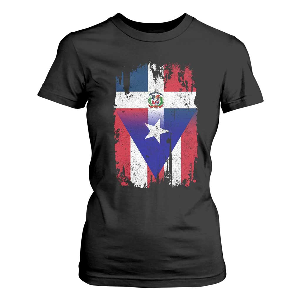 Dominican Puerto Rican Flag T Shirt For Women Mixed Heritage Pride TS10 Black Print Your Wear