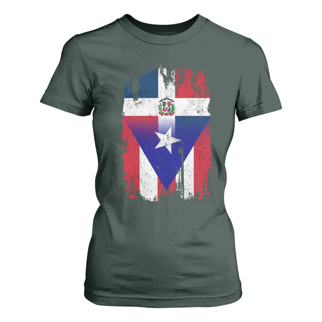 Dominican Puerto Rican Flag T Shirt For Women Mixed Heritage Pride TS10 Dark Forest Green Print Your Wear