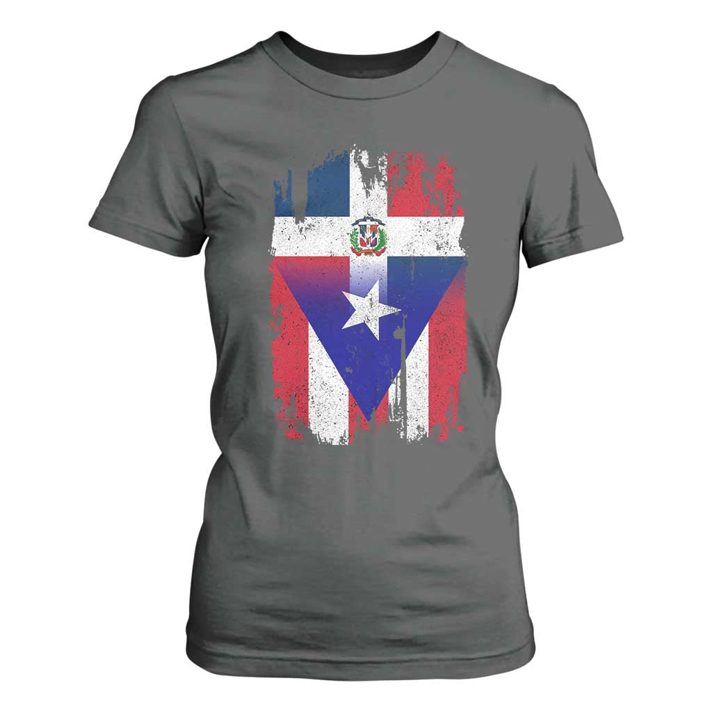 Dominican Puerto Rican Flag T Shirt For Women Mixed Heritage Pride TS10 Dark Heather Print Your Wear
