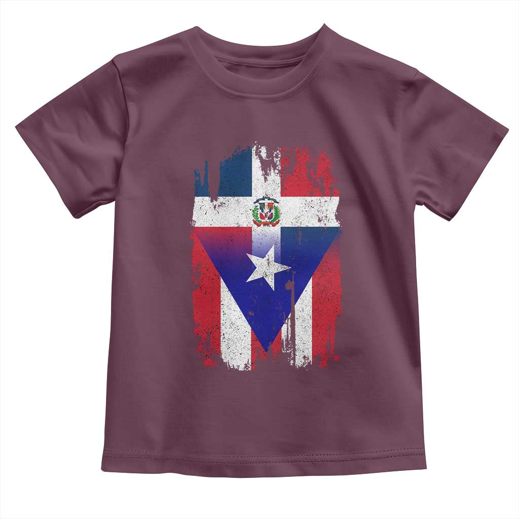 Dominican Puerto Rican Flag Toddler T Shirt Mixed Heritage Pride TS10 Maroon Print Your Wear