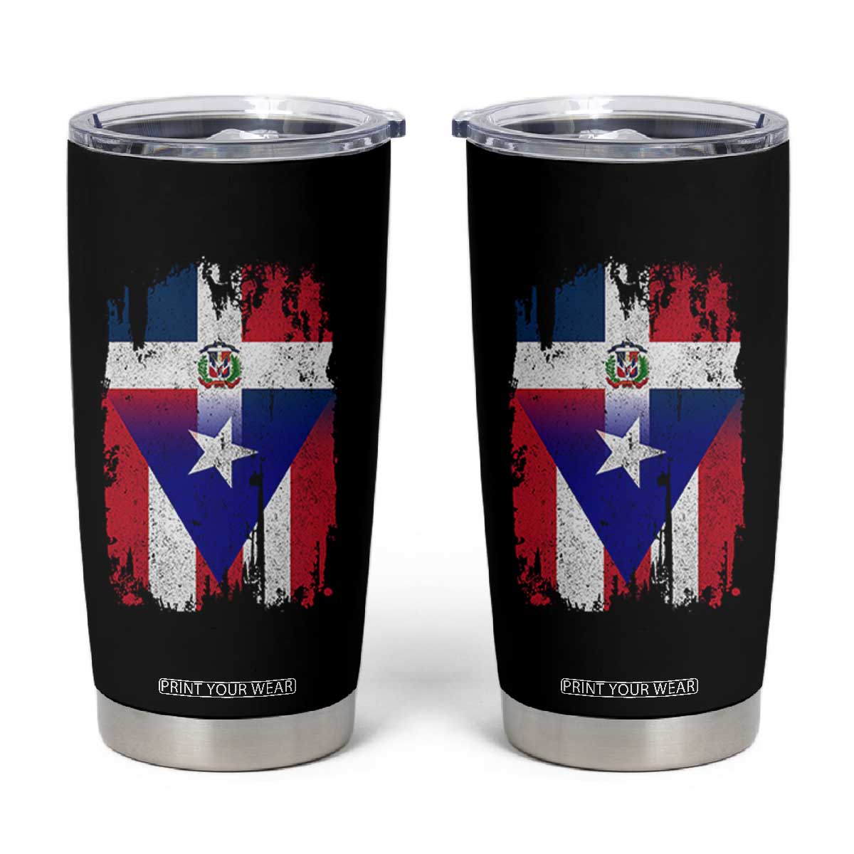 Dominican Puerto Rican Flag Tumbler Cup Mixed Heritage Pride TS10 Black Print Your Wear