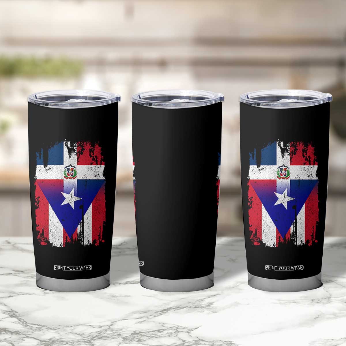 Dominican Puerto Rican Flag Tumbler Cup Mixed Heritage Pride TS10 Print Your Wear