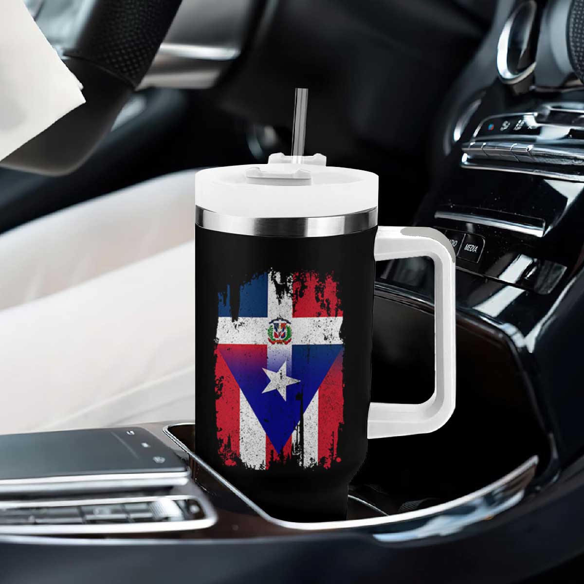 Dominican Puerto Rican Flag Tumbler With Handle Mixed Heritage Pride TS10 Print Your Wear