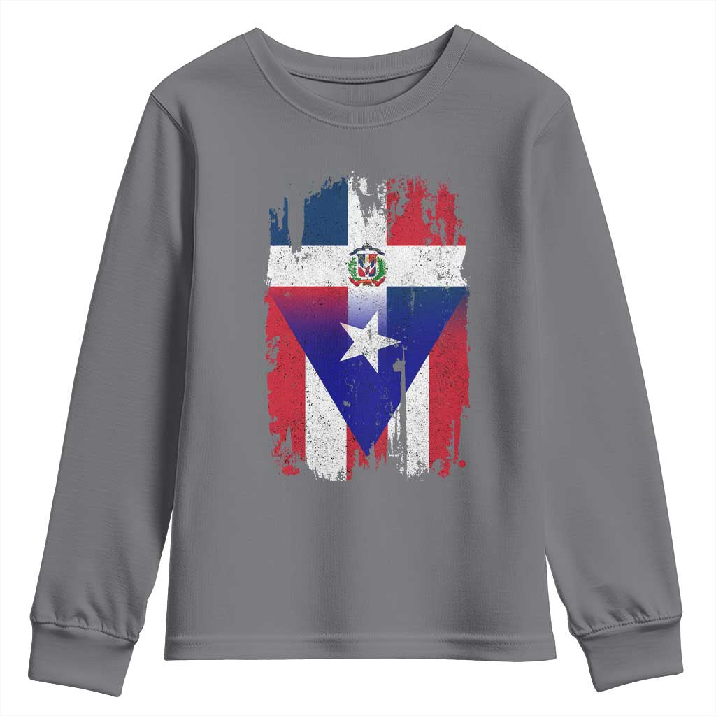 Dominican Puerto Rican Flag Youth Sweatshirt Mixed Heritage Pride TS10 Charcoal Print Your Wear