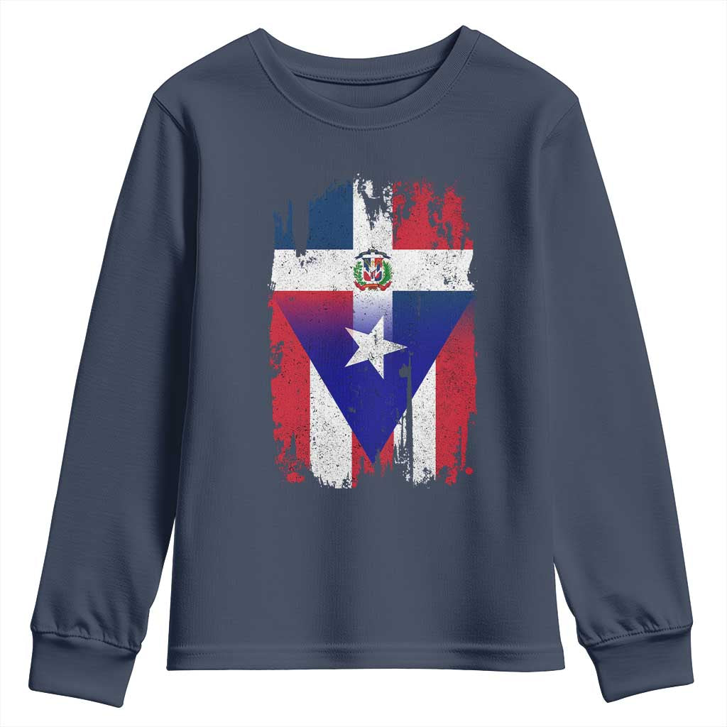 Dominican Puerto Rican Flag Youth Sweatshirt Mixed Heritage Pride TS10 Navy Print Your Wear