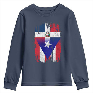 Dominican Puerto Rican Flag Youth Sweatshirt Mixed Heritage Pride TS10 Navy Print Your Wear