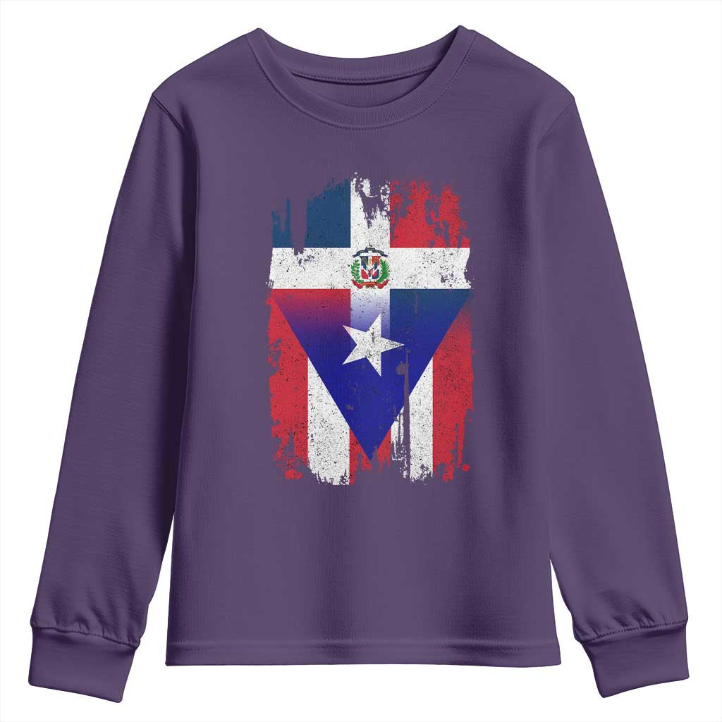 Dominican Puerto Rican Flag Youth Sweatshirt Mixed Heritage Pride TS10 Purple Print Your Wear