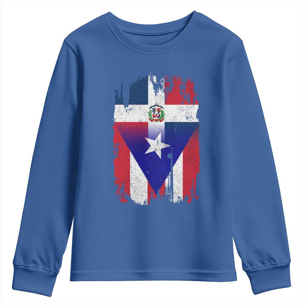 Dominican Puerto Rican Flag Youth Sweatshirt Mixed Heritage Pride TS10 Royal Blue Print Your Wear