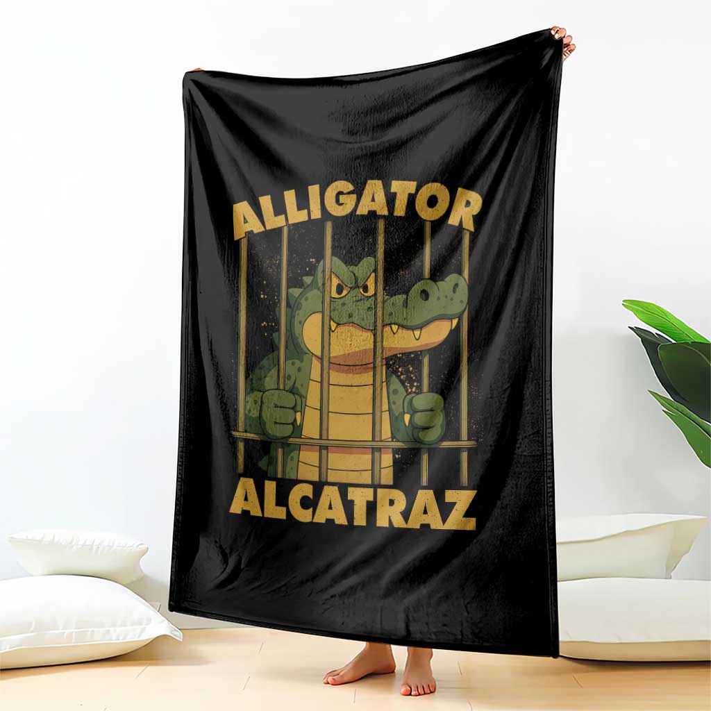 Alligator Alcatraz Florida Everglades Throw Blanket Funny Political Satire Meme TS10 Print Your Wear